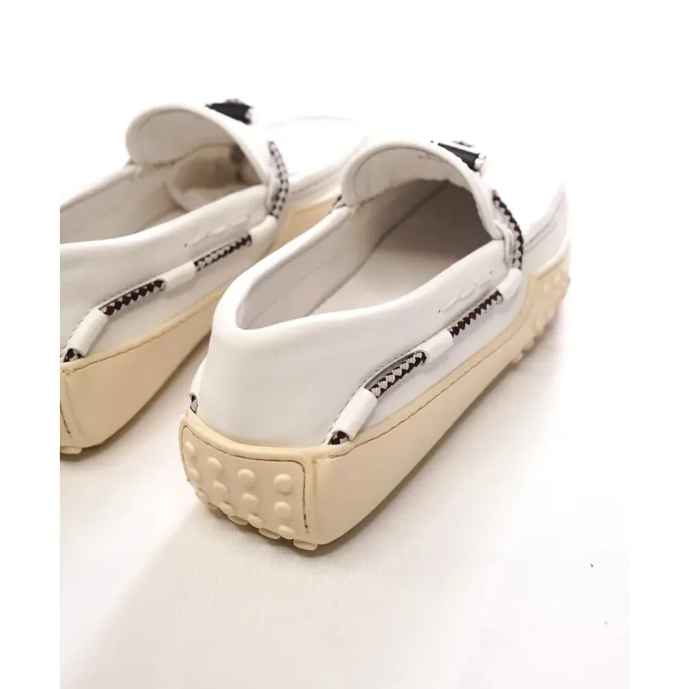$995 TOD'S - White Leather Driving Loafers - US 7 (6UK)